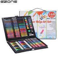 EZONE 168PCSset Watercolor Art Markers Childrens Drawing Stationery Watercolor Pen Crayons Colored Pencil Art Supplies Gift