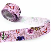 25mm wide High Quality Printed Flower Ribbon Polyester Satin Ribbon Gift Wrapping Wedding Decoration Hair Bows DIY # RoLi Gift Wrapping  Bags