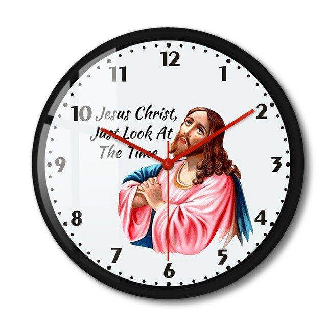 Jesus Christ Just Look At The Time Wall Clock Church Religion Decor Silent Sweep Clock Christian