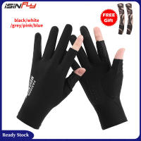 [Free 1pair*sleeve] UPF 50+ Fishing Gloves Summer UV Protection Driving Cycling Gloves 2 Fingers Non-Slip Sun Gloves