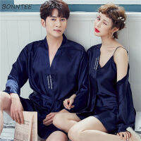 Robe Sets Women Simple Lovely Couple Elegant y Womens Nightwear Soft Half Sleeve Bathwear Summer Fashion Boyfriend Bathrobe