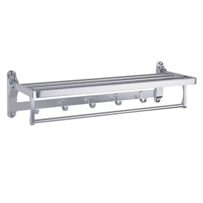 Towel Holder Bathroom Space Aluminum Hanger Fold Matt Bath Towel Rack Wall Mount Washroom Shelf Double Towel Rail Para