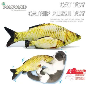 Cat Toy Fishing Rod with Yellow Blue Fish Teaser Tease Fun Kitty Cat Play  New