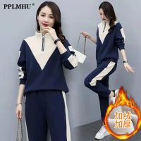 【DT】hot！ Korean Fashion Tracksuit Warm 2 Piece Set Outfits Sweatshirt And Sweatpant Jogging Ensemble