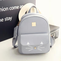 Cat Printing Backpack Leather PU Mini Backpacks Women School Bags Teenage Kids Backpack Best Sale-WT