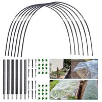 Garden Hoops for Row Cover Garden Fiberglass DIY Support Frame Greenhouse Tunnel for Seedlings Grow Portable Netting Kit for Flowers Vegetables suitable