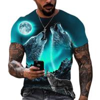 2023 Wolf T Shirt For Mens Animal Print Short Sleeve Top 3D Casual Street Mans T-shirt Oversized Tee Shirt Men Vintage Clothing