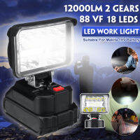 12000lm 88VF 18 LEDS แบบพกพา Searchlight Spotlight Work Light ไฟฉาย Outdoor Camping Light กระพริบสำหรับ Makita แบตเตอรี่