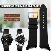 Tali Jam Tangan Karet 25มม. สำหรับแฮมิลตันเวนทูร่า H24655331 H24615331สแตนเลสหัวเข็มขัดเหล็กผู้ชายซิลิโคนที่มีคุณภาพแทนที่สายนาฬิกาคาร์เทอร์ฟา