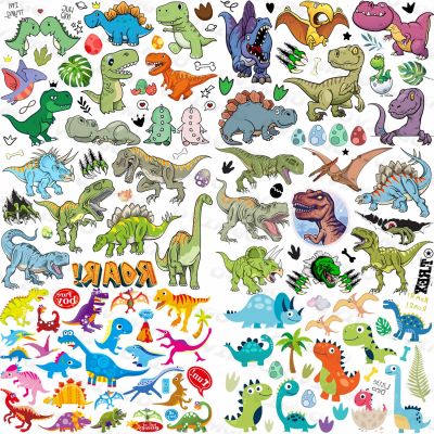 Small Dino Temporary Tattoos Sticker For Children Kids Cartoon Transfer Tattoo Fake Colorful Tiny Dinosaur Tatoos Party Favor 3D