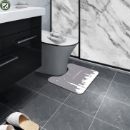 U-shaped Toilet Mat Non Slip Absorbent Bath Commode Contour Rug Floor