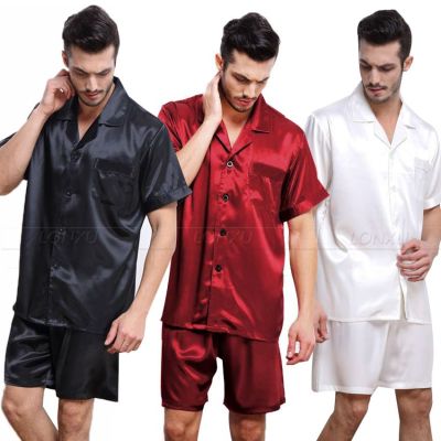 Mens Silk SATIN pajamas pajamas pjs SHORT set sleepwear Loungewear S,M,L,L,XL 2XL,3XL,4XL PLUS