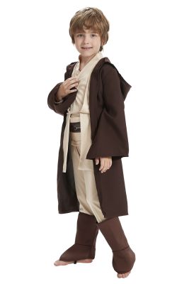 ∋☇ Kid Children Jedi Knight Cosplay Costume Obi Wan Kenobi Uniform Suit Anakin Skywalker Hooded Robe Cloak Outfits