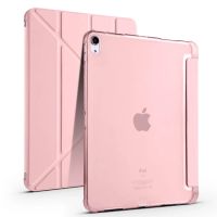 เคสกันกระแทกสำหรับ iPad Air 5 2022 5th Generation โปร่งใสด้านหลัง A2588 A2589 A2591 10.9นิ้ว Deformable Bracket ในตัวช่องเสียบปากกา