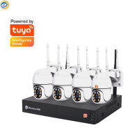 Tuya IP Wi-Fi PTZ ชุด8CH NVR 4กล้องกล้องวงจรปิดระบบรักษาความปลอดภัยในร่มกลางแจ้งเหมาะสำหรับ Nigt Vision HD 2.0MP สมาร์ท Life วิดีโอ Survillance AS-TY-928HKPT