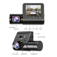 กล้องติดรถยนต์ ขนาดหน้าจอ 2.4 นิ้วรถ Dvr 3กล้อง Dashcam 3 เลนส์ FHd 1080P ด้านหน้าและด้านหลังภายใน 3 ช่อง Dash Cam