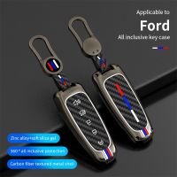 【LZ】❅✎●  Zinc Alloy Car Key Case para Ford Key Cover para Ford Escape Foco C Max Kuga Edge Explorer Taurus Keyring Controle Remoto 5 Button Protection