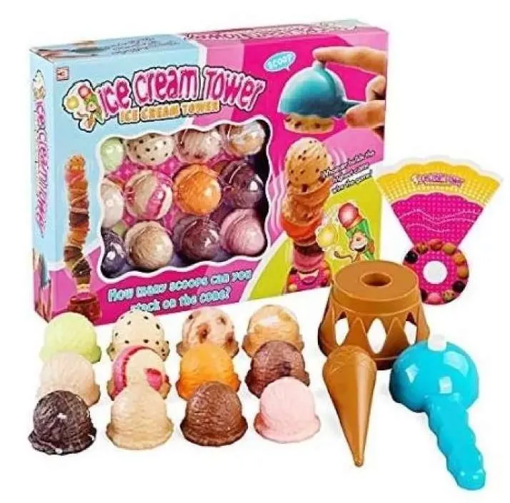 Ice Cream Stacking Tower with Scooper Balancing Fun Game Set