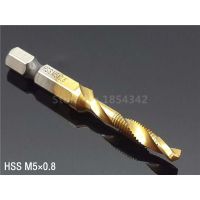 ดอกต๊าปเกลียว Hss Hex Shank 5มม. เจาะซิงค์เคาน์เตอร์คว้านไทเทเนียมโลหะอ่อนเครื่องมือขูดเกลียวขนาดเมตริก M5 * 0.8