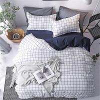 Lattice Duvet Cover Set ชุดเครื่องนอน Blue Plaid Teens 3 Pieces Fine Grid Pattern 1 Cover 2 Pillow Shams No Comforter