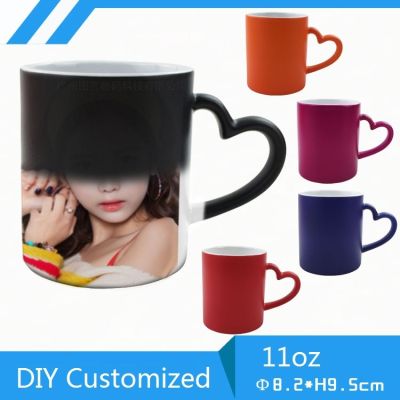 【High-end cups】 DIY ที่กำหนดเองเมจิกแก้วน้ำร้อนเปลี่ยนสีถ้วยเซรามิกพิมพ์โลโก้ภาพรูปภาพวันเกิดสร้างสรรค์ปัจจุบันแพคเกจกล่องของขวัญ