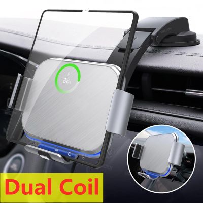 Dual Coil Wireless Charger Car Phone Holder Stand Car Fast Charging for Foldable Phone iPhone 14 13 12 Samsung Galaxy Z Fold 4 3