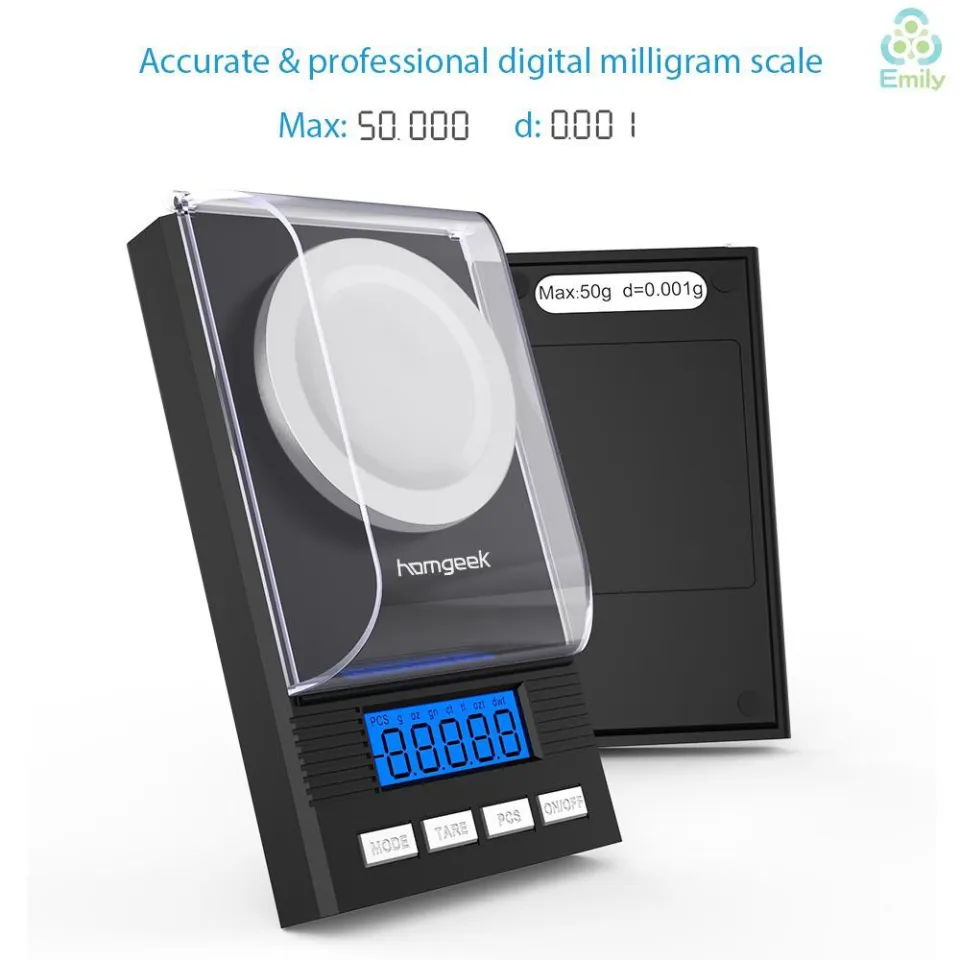 Emoly Food Scale,Digital Kitchen Scale, Mini Size Food Scale 500g/ 0.01g -  High Precision Jewelry Weight Scale with Platform, Stainless Steel, LCD