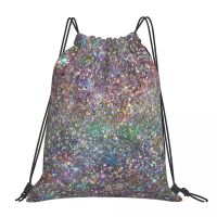 【LZ】☾  Arco-íris Mixed Glitter Mochila Arte Digital não GLITTER REAL Portáteis Sacos De Cordão Saco De Armazenamento Sacos de livros para Viagens e Escola