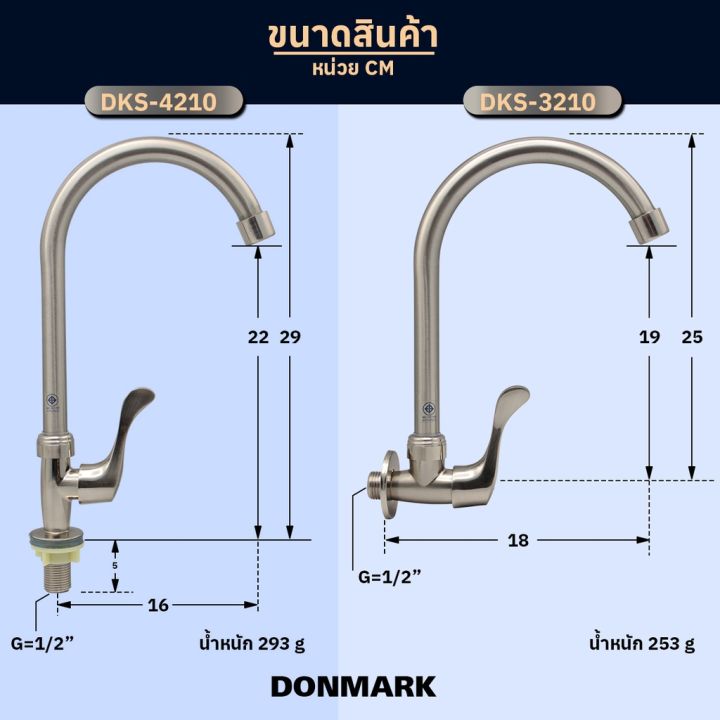 donmark-ก๊อกน้ำอ่างล้างจาน-ก๊อกซิงค์ล้างจาน-สแตนเลส-สีซาติน-ก๊อกซิงค์เข้าผนัง-ก๊อกซิงค์ติดเค้าน์เตอร์-รุ่น-dks-4210-dks-3210