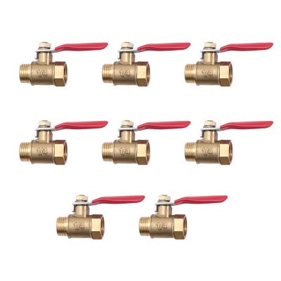 8PCS 1/4 Inch Heavy Duty Brass Ball Valve Shut Off Switch Male and Female NPT Thread Pipe Fitting