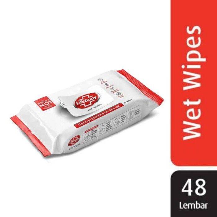 Lifebuoy Tissu Basah Lifebuoy Antibacterial Wet Wipes isi 48 Sheet