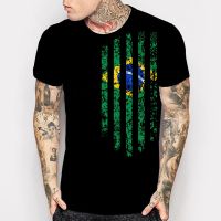 Brazil Vintage Flag T-Shirts Mens Short Sleeve Black T Shirts Funny Print Rock Fashion Tops