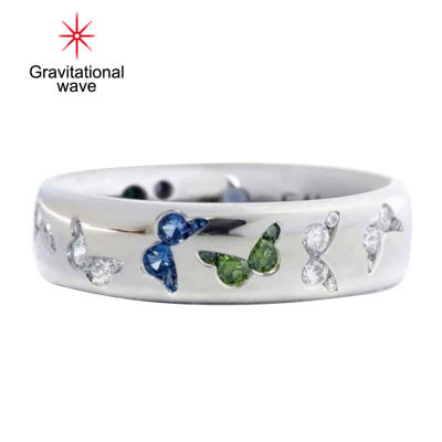 Gravitational Waveแฟชั่นผู้หญิงผีเสื้อCubic Zirconiaฝังแหวนสวมนิ้วงานแต่งงานเครื่องประดับ