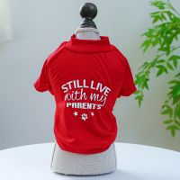 1PC Pet Clothing Dog Spring/Summer Breathable Red Parents Together Pullover Comfortable T-shirt For Small Medium Dogs Clothing Shoes Accessories Costu