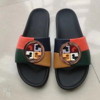 2023 new Tory Burch Color matching double T Logo soft sheep leather summer fashion slippers