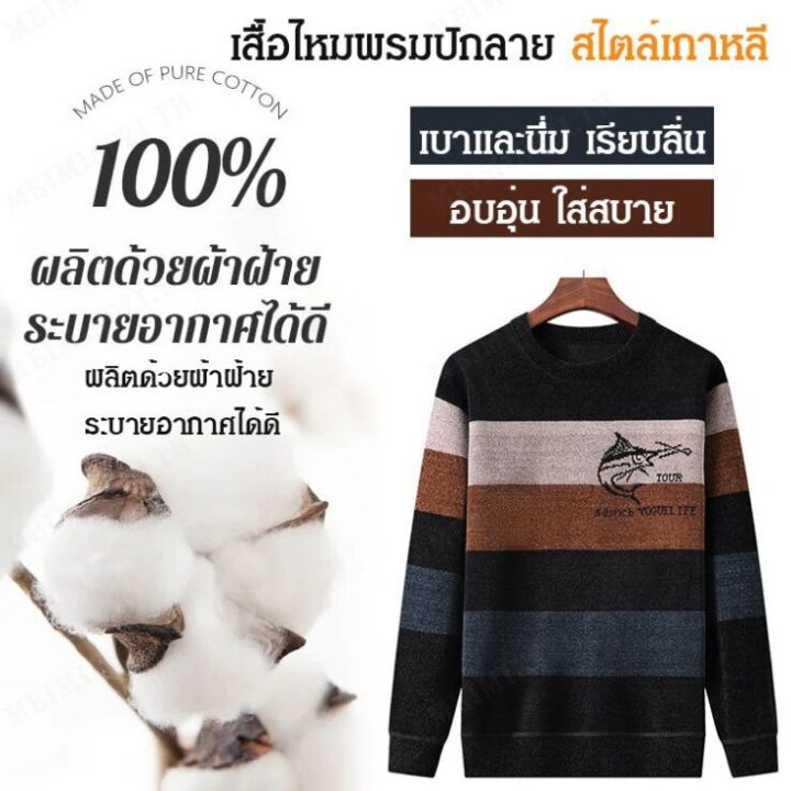 meimingzi-เสื้อผ้าผู้ชายวัยกลางคนพ่อบวกเสื้อสเวตเตอร์ถักกำมะหยี่หนา-เสื้อกันหนาว-chenille-ของผู้ชายวัยกลางคนและผู้สูงอายุในฤดูใบไม