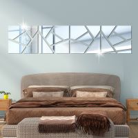 【YF】♈  4pcs Large Mirror Wall Stickers TV Background Decal