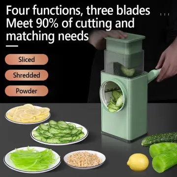 LHS Rotary Cheese Grater Stainless Steel Manual Handheld Cheese Shredder Grater Walnuts Grinder with 3 Interchangeable Drum Blades for Chocolate