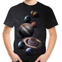 [Tsdopn34gpt]    4-13y children Harajuku scenic cosmomos planet Galaxy moon print T-shaped boys girl Casual Evening summer mouse clothes