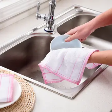 10pcs/set Random Color Dual-sided Cleaning Cloth, Plain Style Dish Towels,  Thick Table Cleaning Towels, Household Cleaning Rags