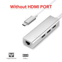 USB Type C ถึง Gigabit Ethernet Hub สำหรับ Macbook Pro Type-C ถึง Multi USB 3.0 Hab 4K HDMI Adapter สำหรับ Thuderbolt 3 PC อุปกรณ์เสริม