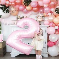 hotx【DT】 40inch Pearly Pink Number Foil 0-9 Boys and Girls Birthday Baby Shower Wedding Decoration Supplies