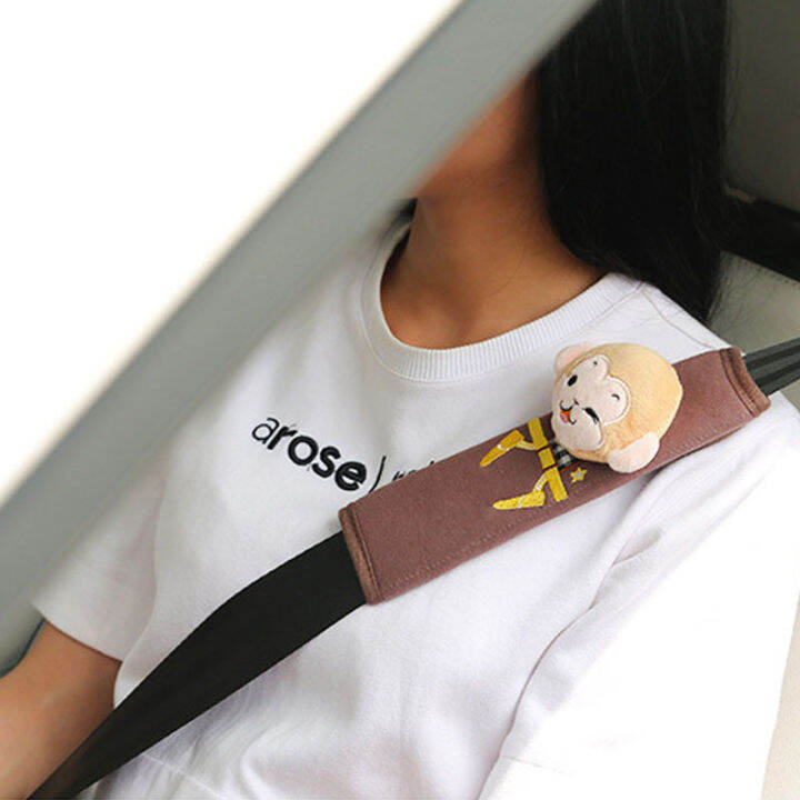 cute-cartoon-car-sefety-seat-belt-cover-child-seat-belt-shoulder-pads-protection-plush-padding-auto-accessories-เข็มขัดนิรภัย