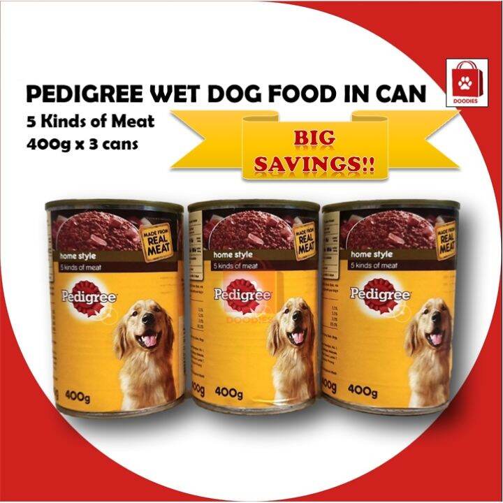 Pedigree Wet Dog Food 5 Kinds in Can 400g (3 cans) | Lazada PH