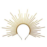 Lolita Gold Spike Halo Crown Headpiece TIE Elf Wedding Bride Hair Band Women Headband Headdress KC Gothic Hair Accessories