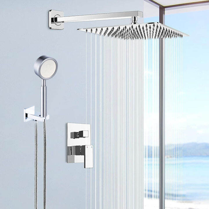 DermaidShower Bathroom Luxury Rain Mixer Shower Set Wall Mounted