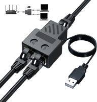 100M RJ45 Splitter 1 ke 2 adaptor Ethernet kabel jaringan Internet Extender RJ45 konektor Coupler untuk PC TV Box Router