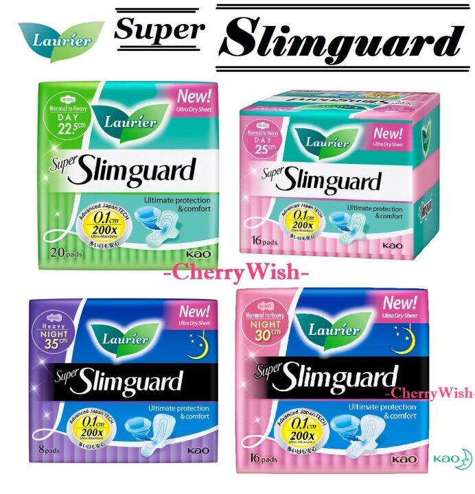 LAURIER Super Slimguard Sanitary Pad Normal To Heavy DAY 22.5cm 25cm ...