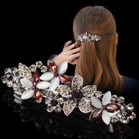 Korean version of the retro crystal flower spring clip hairpin bow hairpin temperament female fashion hairpin hair accessories