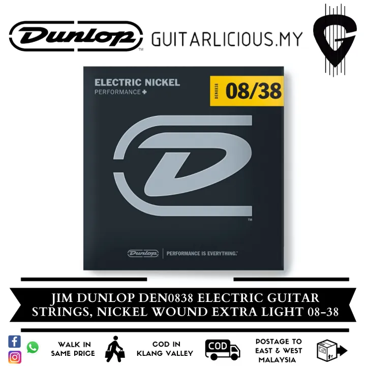 Jim Dunlop DEN0838 Electric Guitar Strings Set, , Nickel Wound Extra Light (DEN 008 - 038)